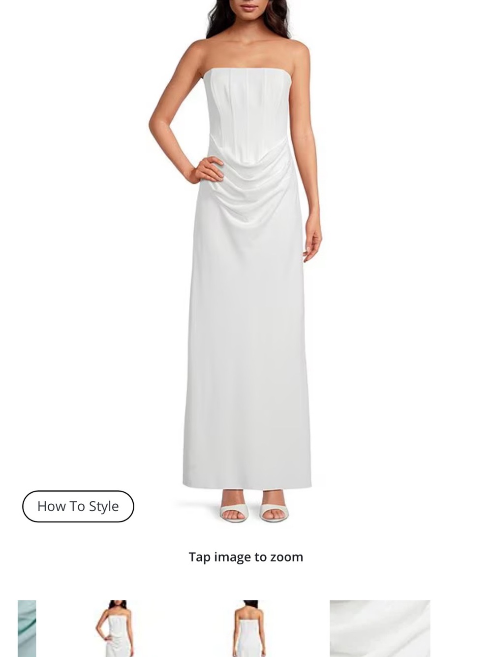 Gianni Bini White Strapless Draped Maxi Dress